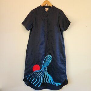 Ja.Socha Surreal Linen Midi Dress Embroidered Women S Lagenlook Designer Lux